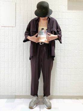 「JUNRED（ジュンレッド）のアイテム（パンツ）」を使った、もりさん（メンズ・170cm）の夏コーディネート