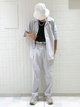 「JUNRED（ジュンレッド）のアイテム（帽子）」を使った、もりさん（メンズ・170cm）の夏コーディネート