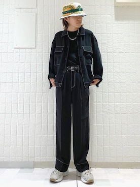 「ステッチ」｜「アイテム（ブルゾン）」を使った、もりさん（メンズ・170cm）の夏コーディネート