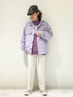 「ラベンダー」｜「アイテム（ブルゾン）」を使った、もりさん（メンズ・170cm）の冬コーディネート