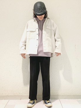 「JUNRED（ジュンレッド）のアイテム（パーカー）」を使った、もりさん（メンズ・170cm）の冬コーディネート