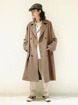 「JUNRED（ジュンレッド）のアイテム（トレンチコート）」を使った、もりさん（メンズ・170cm）の冬コーディネート