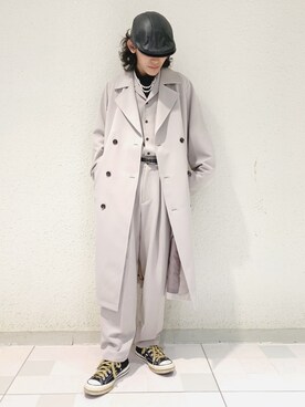 「JUNRED（ジュンレッド）のアイテム（トレンチコート）」を使った、もりさん（メンズ・170cm）の冬コーディネート