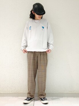 「JUNRED（ジュンレッド）のアイテム（スウェット）」を使った、もりさん（メンズ・170cm）の春コーディネート