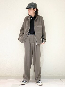 「ステッチ」｜「アイテム（ブルゾン）」を使った、もりさん（メンズ・170cm）の春コーディネート