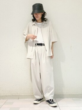 「JUNRED（ジュンレッド）のアイテム（帽子）」を使った、もりさん（メンズ・170cm）の春コーディネート