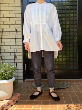 「SVEC（シュベック）のカンフーシューズ kung fu Shoes / ストラップパンプス（バレエシューズ）」を使った、megさん（レディース・160cm）の春コーディネート