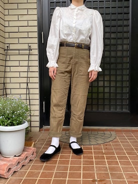 「SVEC（シュベック）のカンフーシューズ kung fu Shoes / ストラップパンプス（バレエシューズ）」を使った、megさん（レディース・160cm）の春コーディネート