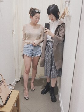 「アイテム（モッズコート、ブラウン系）」を使った、Horeaさん（レディース・164cm）の秋コーディネート