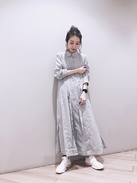 「JEANASIS（ジーナシス）のアイテム（シャツワンピース）」を使った、あかりりりさん（レディース・159cm）の春コーディネート