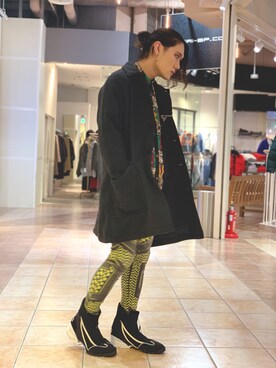 「AVIREX（アヴィレックス）のアイテム（ステンカラーコート）」を使った、高田さん（メンズ・181cm）の冬コーディネート
