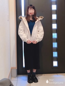 「アイテム（ソックス/靴下、グリーン系）」を使った、はなきちさん（レディース・155cm）の冬コーディネート