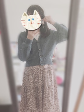 「GU（ジーユー）のコクーンカーディガン（長袖）（カーディガン/ボレロ、グリーン系）」を使った、*Reinaさん（レディース・157cm）の春コーディネート