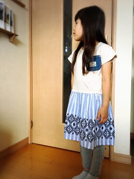 「F.O.KIDS（エフオーキッズ）のアイテム（ワンピース/ドレス）」を使った、SARAさん（キッズ・110cm）の夏コーディネート