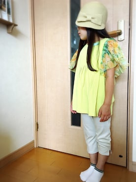 「F.O.KIDS（エフオーキッズ）のアイテム（キャップ）」を使った、SARAさん（キッズ・110cm）の夏コーディネート