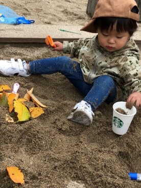 「アイテム（マウンテンパーカー）」を使った、o__skさん（キッズ・80cm）の秋コーディネート