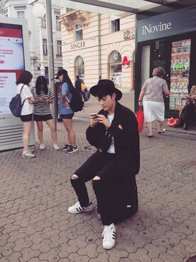 「korean」｜「アイテム（その他アウター）」を使った、スジンさん（レディース・174cm）の夏コーディネート