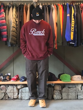 「BENCH（ベンチ）のアイテム（トップス）」を使った、BENCHさん（メンズ・178cm）の春コーディネート