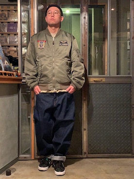 「ラルフローレン」｜「アイテム（MA-1）」を使った、BENCHさん（メンズ・178cm）の冬コーディネート