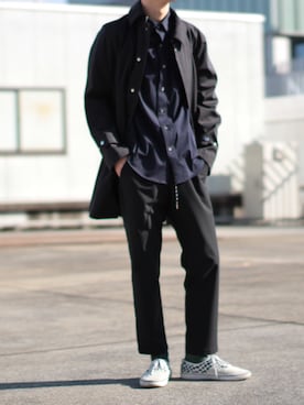 「スタッフセンバツ」｜「アイテム（ステンカラーコート）」を使った、田中 景樹 駿一朗さん（メンズ・173cm）の秋コーディネート