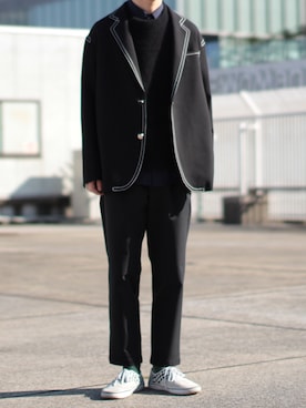 「アイテム（レッグウェア、グリーン系）」を使った、田中 景樹 駿一朗さん（メンズ・173cm）の秋コーディネート