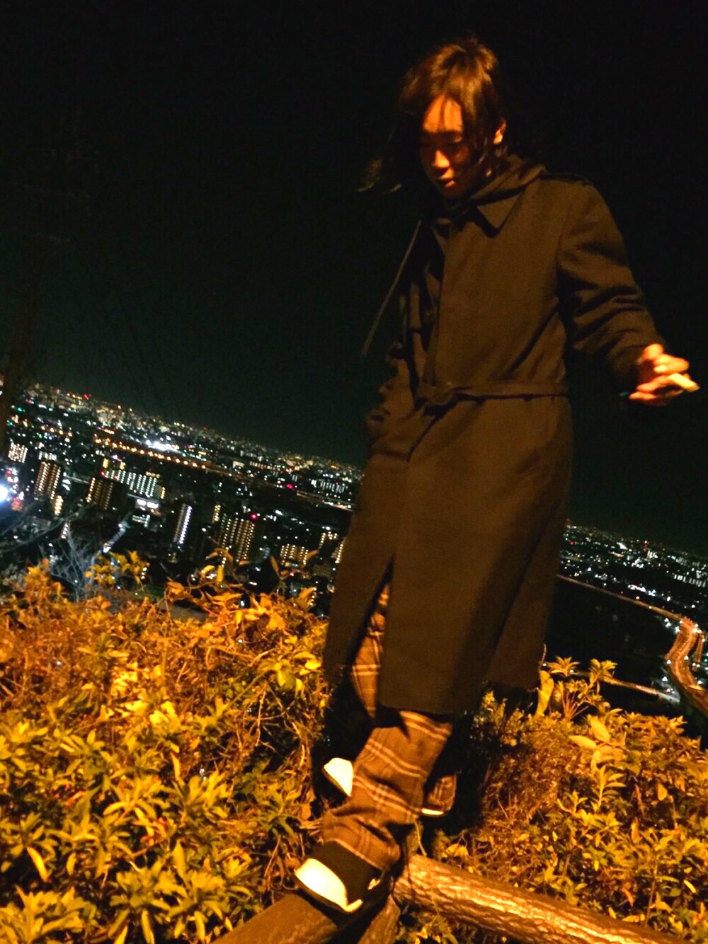 「初詣、夜景、年越し、happy new year、あけおめ、ことよろ、石切神社、五月山」｜「usedのアイテム（その他パンツ、ブラウン系）」を使った、さとるさん（メンズ・170cm）の冬コーディネートの1枚目の写真