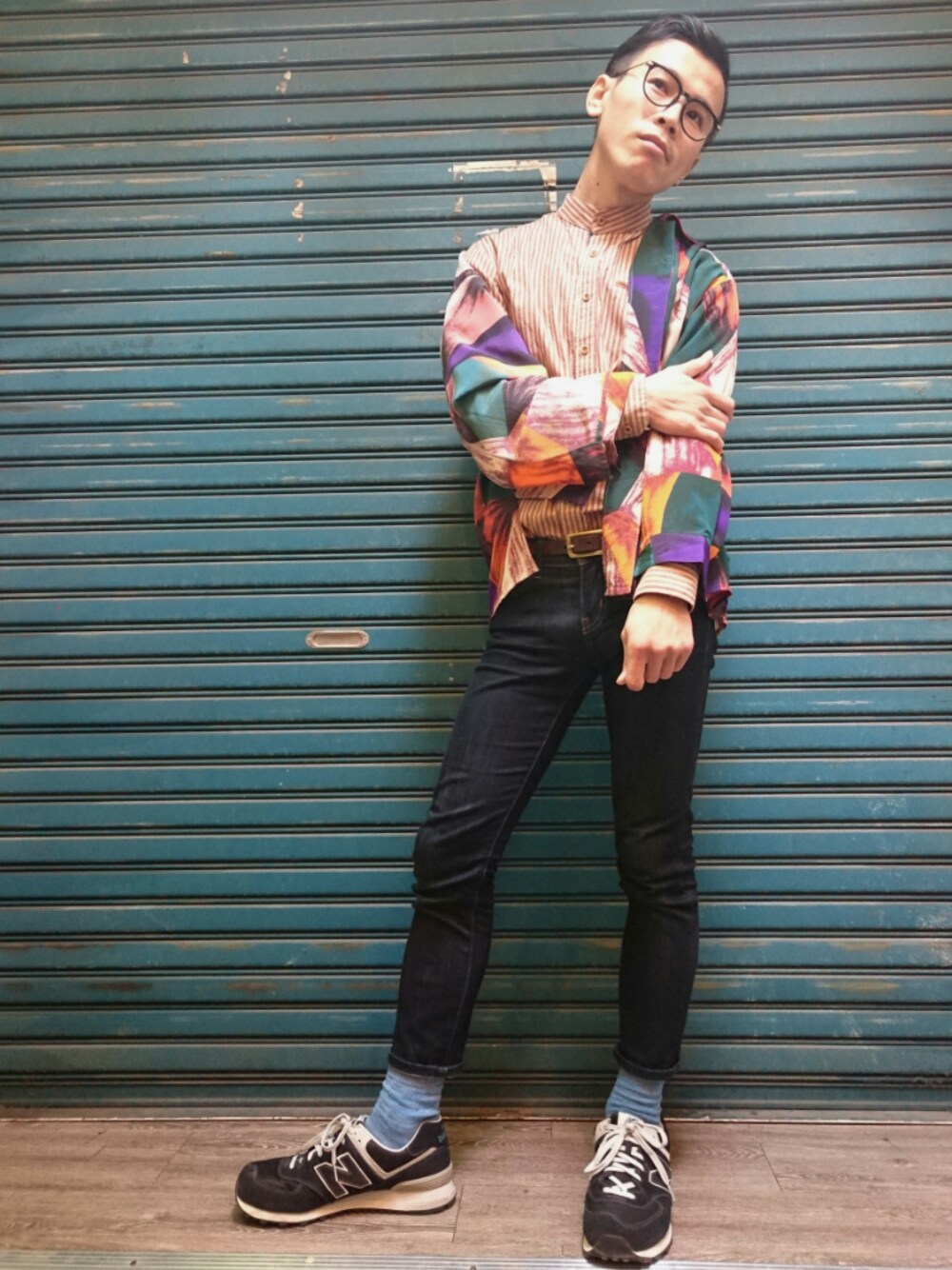「TWOXPIECE、vintageshop、新竹市文昌街中正台夜市第六街245號、二手救春秋、ootd、vintage、nogender、outfit、古著、古着MIX」｜「TWO PIECE 二手屋のアイテム（シャツ/ブラウス、その他）」を使った、TWO PIECE 丫撇さん（メンズ・171cm）の春コーディネートの1枚目の写真