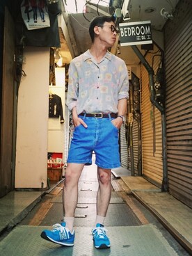 「vintageshop」｜TWO PIECE 丫撇さん（メンズ・171cm）の夏コーディネート