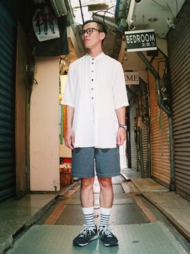 「vintageshop」｜TWO PIECE 丫撇さん（メンズ・171cm）の夏コーディネート