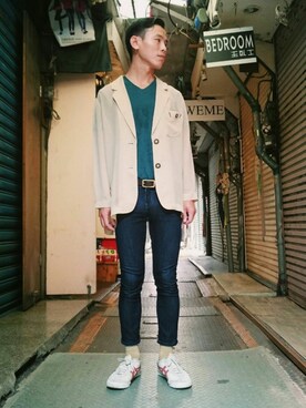 「vintageshop」｜TWO PIECE 丫撇さん（メンズ・171cm）の夏コーディネート