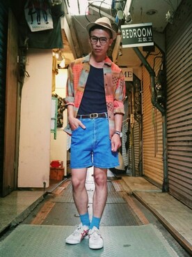 「vintageshop」｜TWO PIECE 丫撇さん（メンズ・171cm）の夏コーディネート