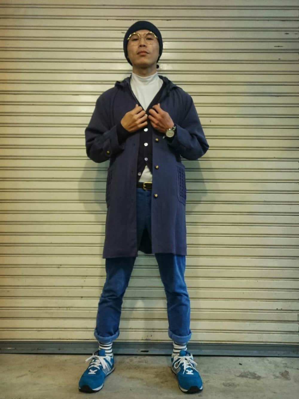 「TWO PIECE 二手屋、台灣、新竹市文昌街中正台夜市第六街262號、二手救春秋、ootd、vintage、nogender、冬、古着、古着MIX」｜「LYLE&SCOTTのアイテム（アンサンブル、パープル系）」を使った、TWO PIECE 丫撇さん（メンズ・171cm）の冬コーディネートの1枚目の写真