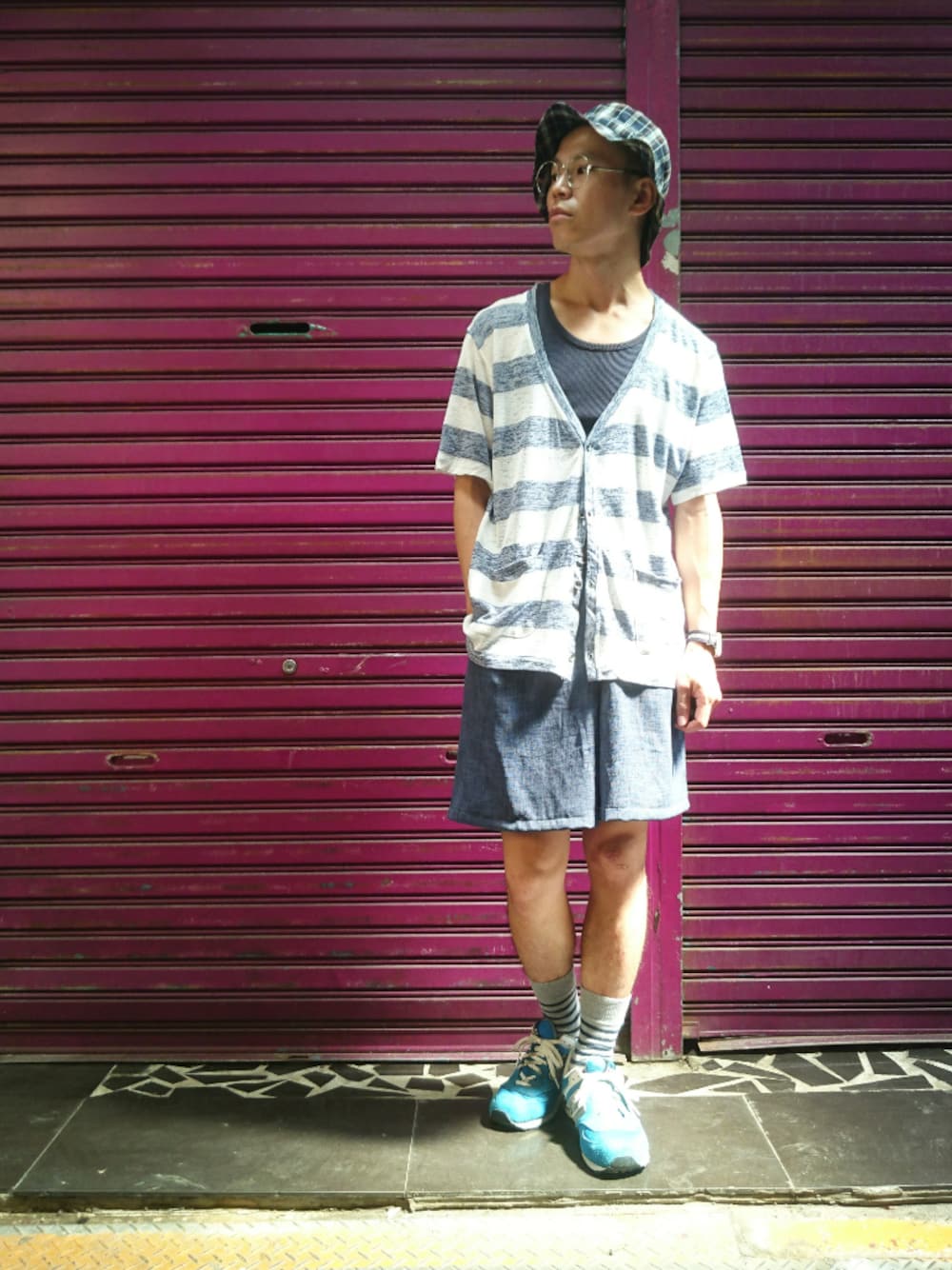 「TWO PIECE 二手屋、台灣、新竹市中正台第六街272號、二手救春秋、ootd、vintage、nogender、夏、古着、古着MIX」｜「TWO PIECE 二手屋のアイテム（アンサンブル、ホワイト系）」を使った、TWO PIECE 丫撇さん（メンズ・171cm）の夏コーディネートの1枚目の写真