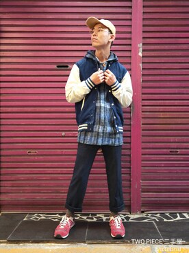 「アイテム（スタジャン）」を使った、TWO PIECE 丫撇さん（メンズ・171cm・30代）の冬コーディネート