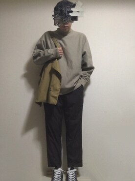 「アイラブCONVERSE」｜「アイテム（スウェット）」を使った、たくさん（メンズ・175cm）の冬コーディネート