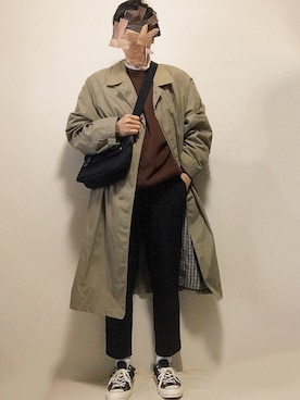 「BRADY」｜「アイテム（トレンチコート）」を使った、たくさん（メンズ・175cm）の冬コーディネート