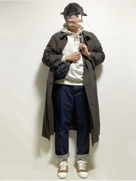 「Steven Alan」｜「アイテム（ステンカラーコート）」を使った、たくさん（メンズ・175cm）の冬コーディネート
