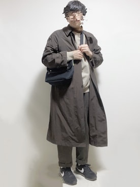 「Steven Alan」｜「アイテム（ステンカラーコート）」を使った、たくさん（メンズ・175cm）の冬コーディネート
