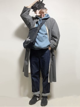 「MHL.」｜「アイテム（ステンカラーコート）」を使った、たくさん（メンズ・175cm）の冬コーディネート