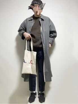 「niko and ...」｜「アイテム（ステンカラーコート）」を使った、たくさん（メンズ・175cm）の春コーディネート