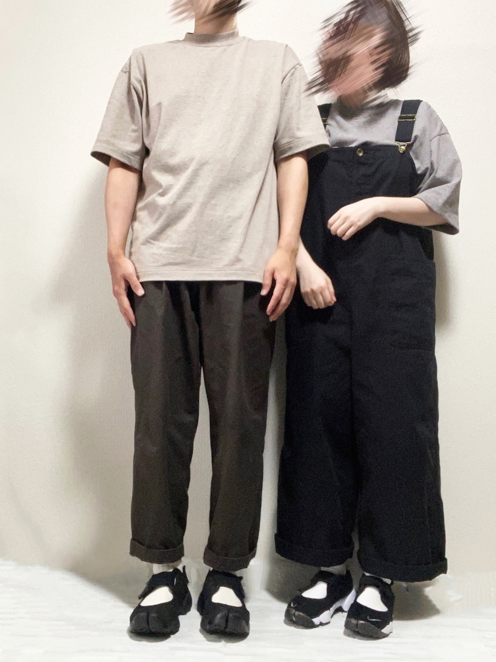 「シンプルコーデ、ビッグシルエット、オーバーオール、Steven Alan、シンプル、シミラールック、NIKE、エアリフト、UNIQLO」｜「UNIQLOのアイテム（パンツ、ブラウン系）」を使った、たくさん（メンズ・175cm）の夏コーディネートの1枚目の写真