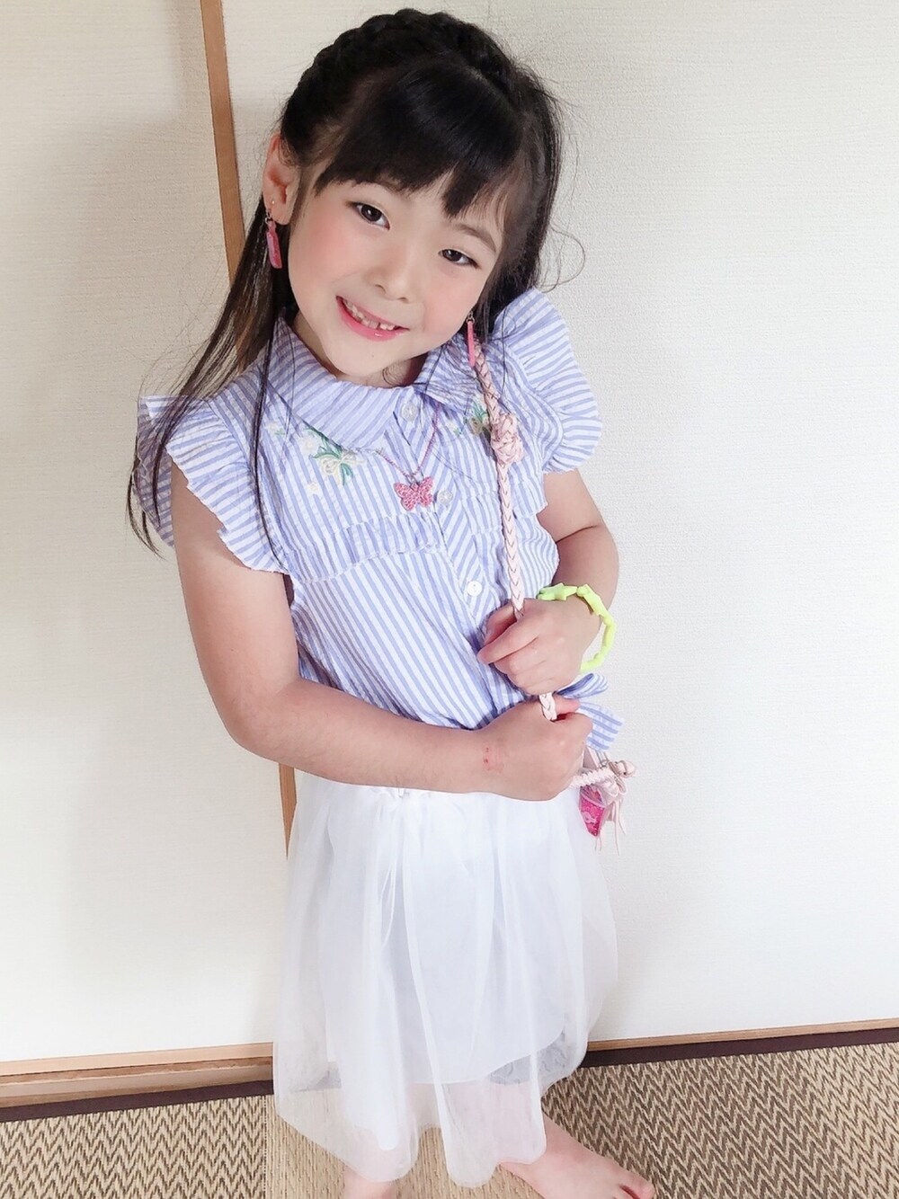 「誕生日会、7歳、キッズコーデ、キッズファッション」｜「H&Mのアイテム（ショルダーバッグ、ピンク系）」を使った、kokimisanさん（レディース・152cm）の夏コーディネートの1枚目の写真