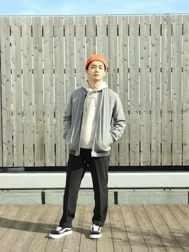 「SHIPS（シップス）のアイテム（ブルゾン）」を使った、永松さん（メンズ・166cm）の春コーディネート