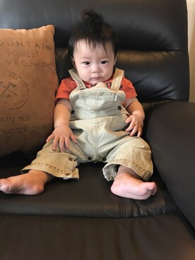 「e.a.B（エーアーベー）のアイテム（トップス）」を使った、cocotaroさん（キッズ・70cm）の秋コーディネート