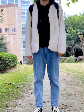 「GU（ジーユー）のアイテム（アンダーウェア）」を使った、云奂さん（メンズ・174cm）の冬コーディネート