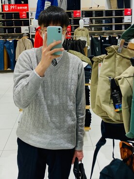 「GU（ジーユー）のアイテム（アンダーウェア）」を使った、云奂さん（メンズ・174cm）の冬コーディネート