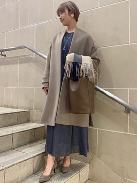「一押しのアウタースタイル」｜「アイテム（ワンピース/ドレス）」を使った、uamomo02さん（レディース・159cm）の冬コーディネート