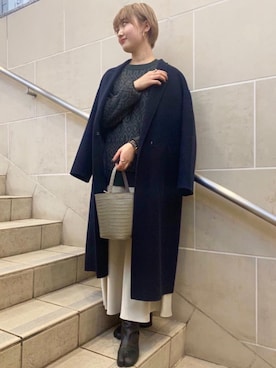 「一押しのアウタースタイル」｜「アイテム（チェスターコート）」を使った、uamomo02さん（レディース・159cm）の冬コーディネート