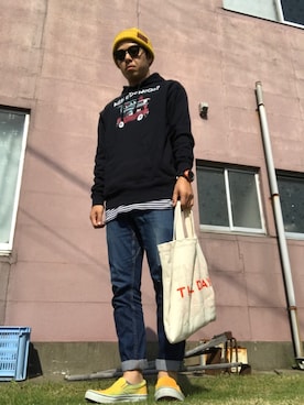 「THE DAY（ザデイ）のアイテム」を使った、まつさん（メンズ・173cm）の春コーディネート