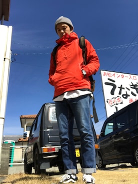「アイテム（ナイロンジャケット）」を使った、まつさん（メンズ・173cm・30代）の春コーディネート
